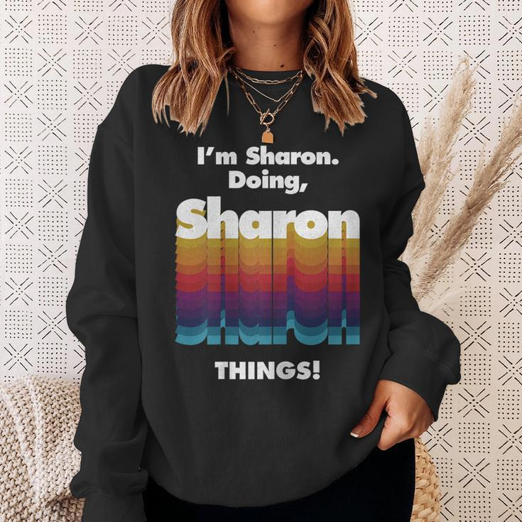 Im Sharon Doing Sharon Things Funny Birthday Name Grunge Sweatshirt Gifts for Her