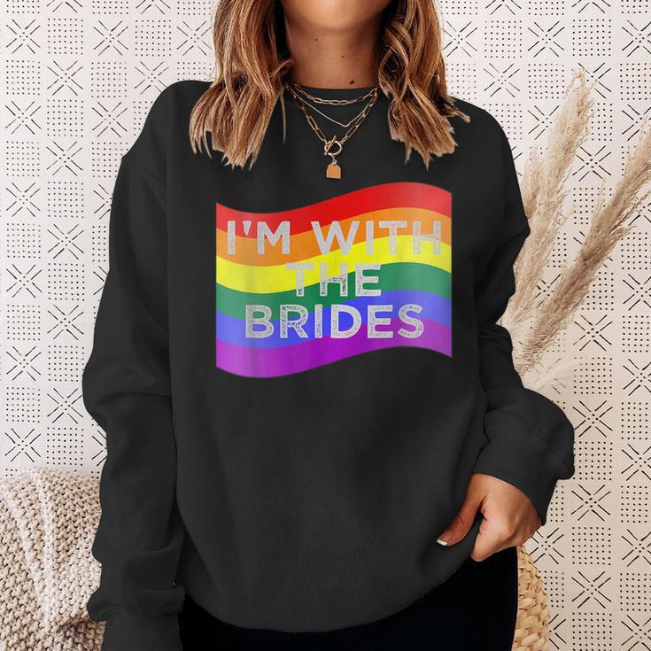 Im With The Brides Lesbian Gay Wedding Party Sweatshirt Gifts for Her