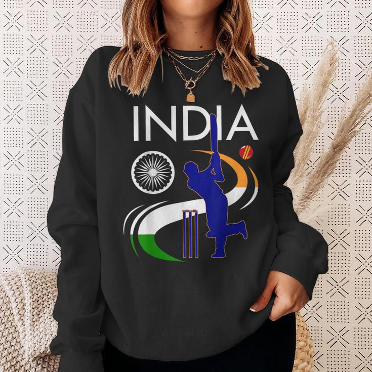 India Cricket With Indian Flag Brush Stroke Sweatshirt Gifts for Her