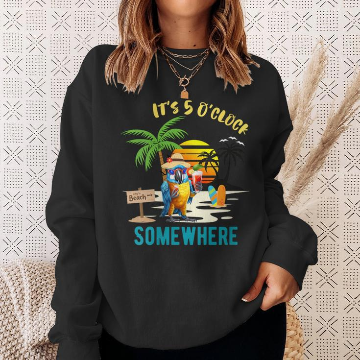 It's 5 O’Clock Somewhere Parrot Sunset Drinking Sweatshirt Gifts for Her