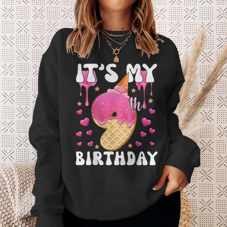 Its My 9Th Birthday Ice Cream Cone Happy 9 Years Old Girl Sweatshirt Gifts for Her