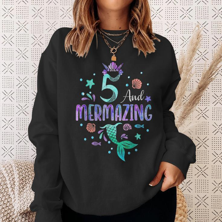 Its My Mermazing 5Th Birthday Mermaid Girl Theme 5 Yrs Old Sweatshirt Gifts for Her