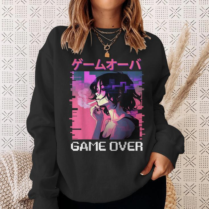 Japanese Vaporwave Sad Anime Girl Game Over Indie Aesthetic Sweatshirt Gifts for Her