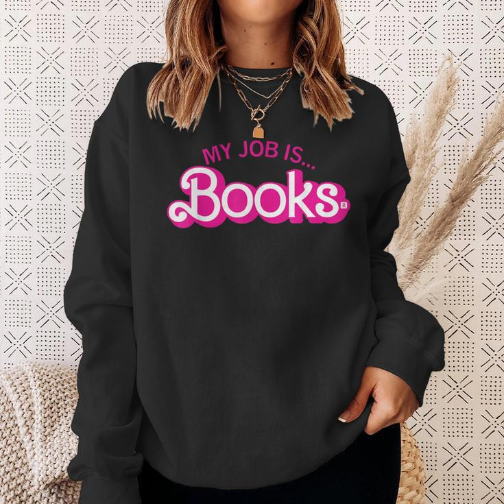 My Job Is Books Retro Pink Style Reading Books Sweatshirt Gifts for Her