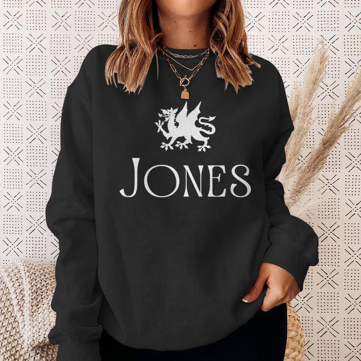 Jones Surname Welsh Family Name Wales Heraldic Dragon Sweatshirt Gifts for Her