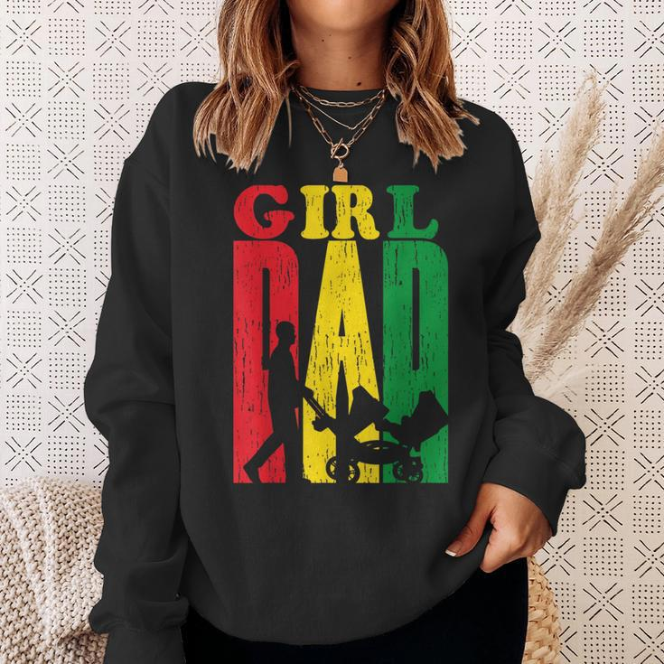 Junenth Black Afro Fathers Day Girl Dad Father Melanin Sweatshirt Gifts for Her