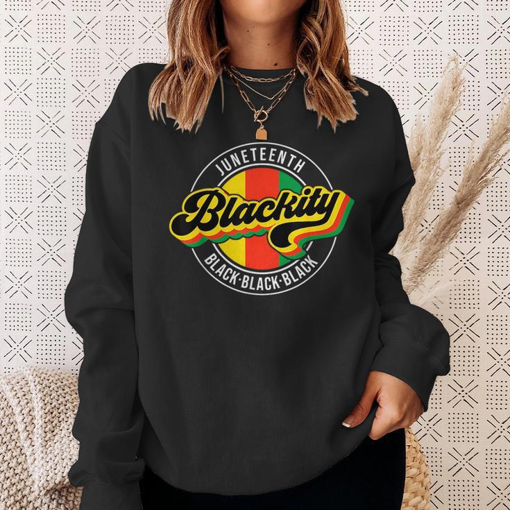 Junenth Blackity Black Freedom African American Vintage Sweatshirt Gifts for Her