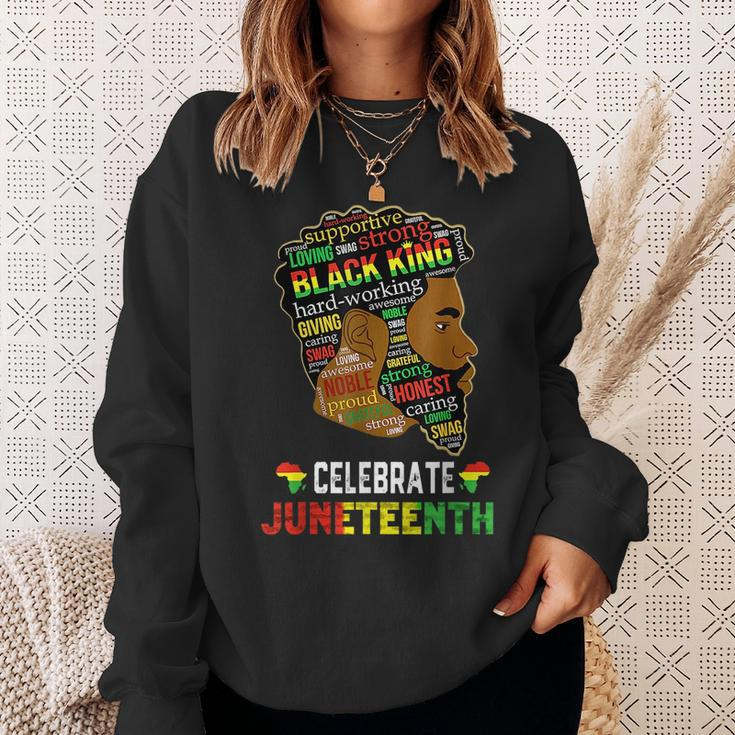 Junenth Celebrate 1865 Freedom Black King Fathers Day Men Sweatshirt Gifts for Her