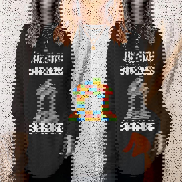 Just A Boy Who Loves Building Blocks Master Builder Sweatshirt Gifts for Her