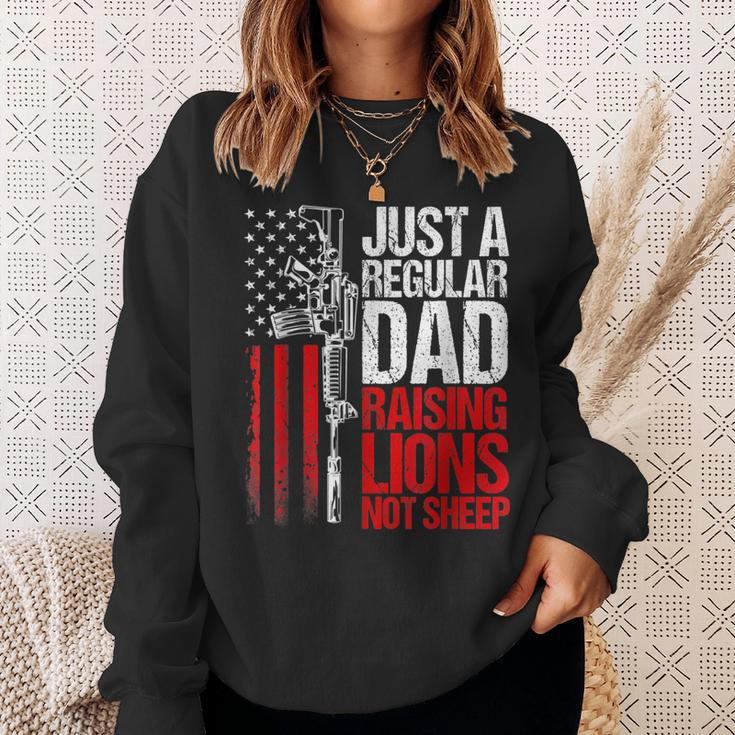 Just A Regular Dad Raising Lions Us Patriot Not Sheep Mens Sweatshirt Gifts for Her