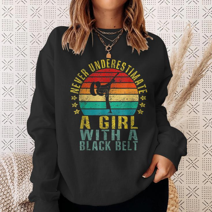 Karate Never Underestimate A Girl With A Black Belt Karate Funny Gifts Sweatshirt Gifts for Her