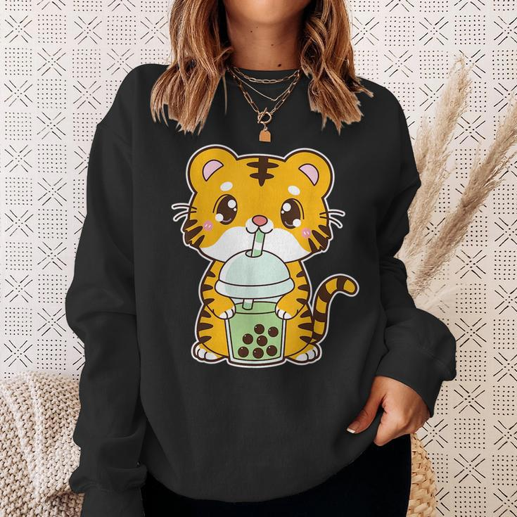 Kawaii Cute Zodiac Boba Tiger Matcha Green Bubble Milk Tea Sweatshirt Gifts for Her