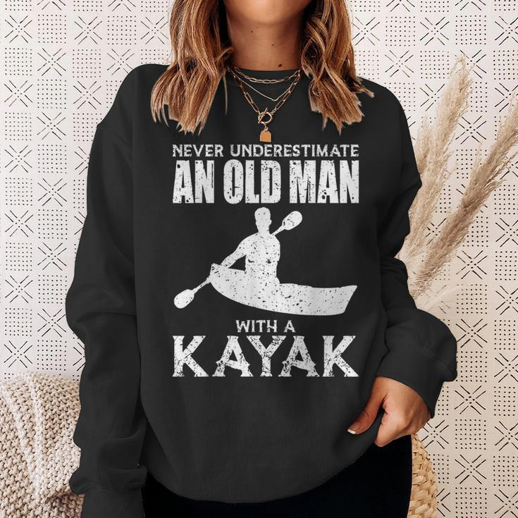 Kayaking Never Underestimate An Old Man With A Kayak Sweatshirt Gifts for Her