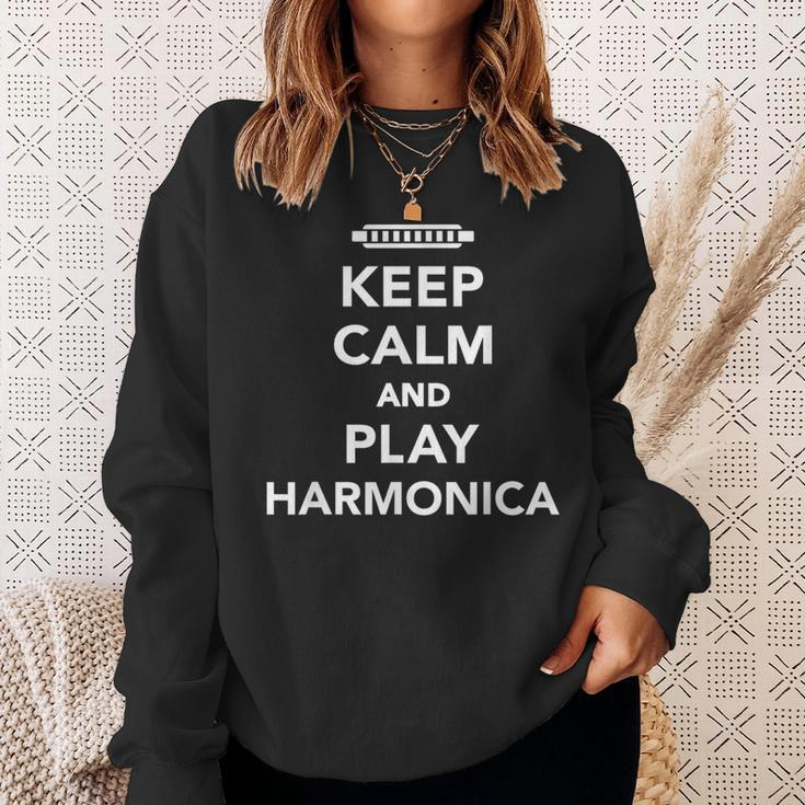 Keep Calm And Play Harmonica Sweatshirt Gifts for Her