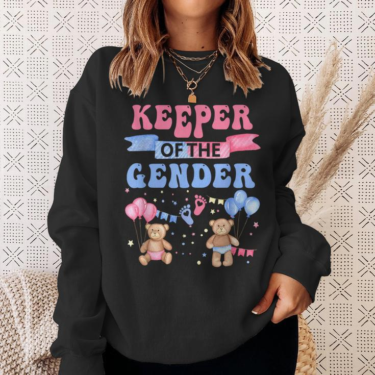 Keeper Of The Gender Reveal Baby Bear Balloons Pink Or Blue Sweatshirt Gifts for Her