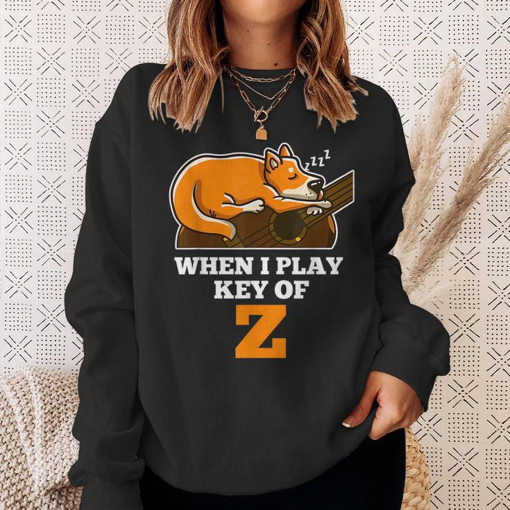 Key Of Z Player Guitar Corgi Sleep Acoustic Guitarist Sweatshirt Gifts for Her