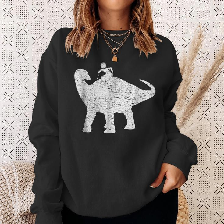 Kids Riding Funny Dinosaur Cute Funny Dino Gift Dinosaur Funny Gifts Sweatshirt Gifts for Her