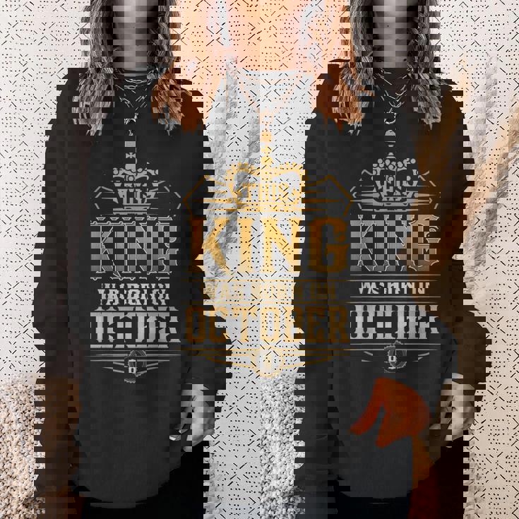 This King Was Born On October 8Th Libra Scorpio Sweatshirt Gifts for Her