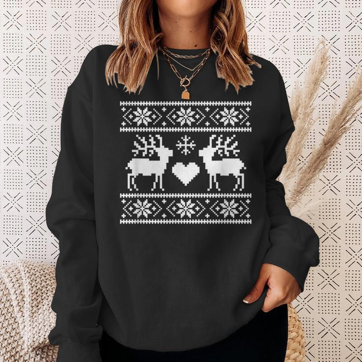 Knit Deer Ugly Christmas Sweater Style Sweatshirt Gifts for Her