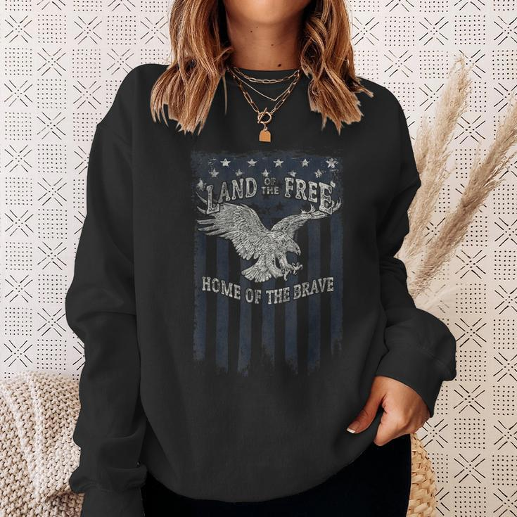 Land Of The Free Home Of The Brave Eagle Vertical Flag Sweatshirt Gifts for Her