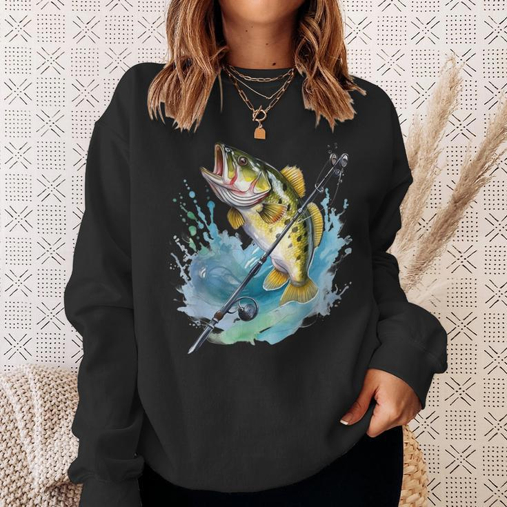 Large Mouth Bass Fish Funny Fishing Fisherman Men Boys Sweatshirt Gifts for Her