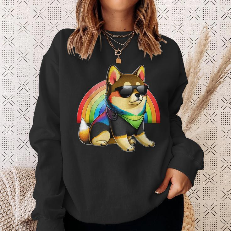 Lesbian Lgbt Gay Pride Black And Tan Shiba Inu Sweatshirt Gifts for Her