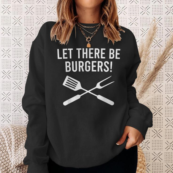 Let There Be Burgers Fork & Spatula Grilling Cookout Sweatshirt Gifts for Her
