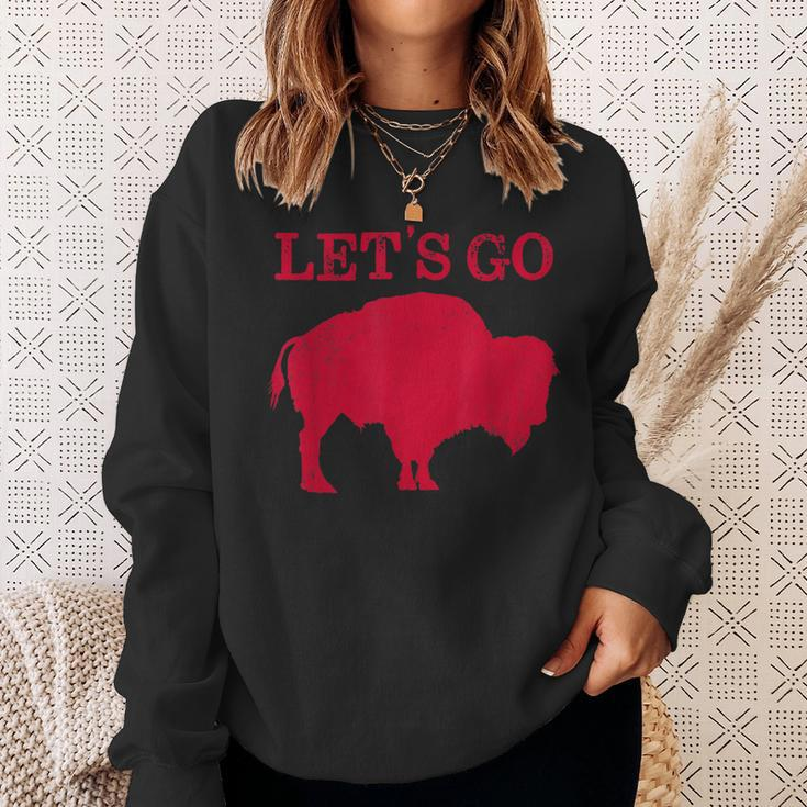 Lets Go Buffalo New York Bflo Wny Vintage Football Sweatshirt Gifts for Her
