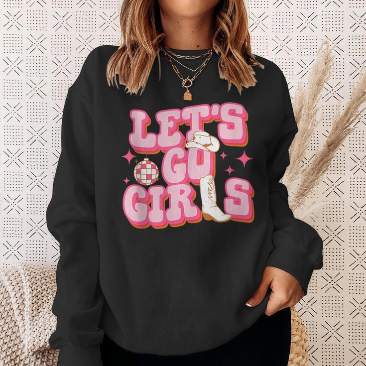 Lets Go Girls Cowboy Hat Cowgirl Boots Bachelorette Party Sweatshirt Gifts for Her