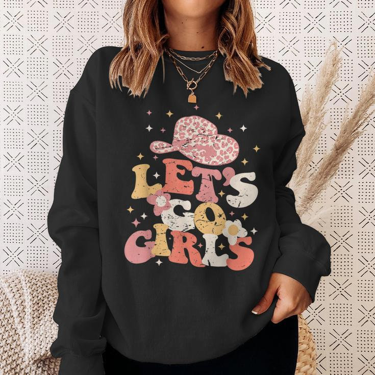 Lets Go Girls Western Cowgirl Hat Bachelorette Bridal Party Sweatshirt Gifts for Her