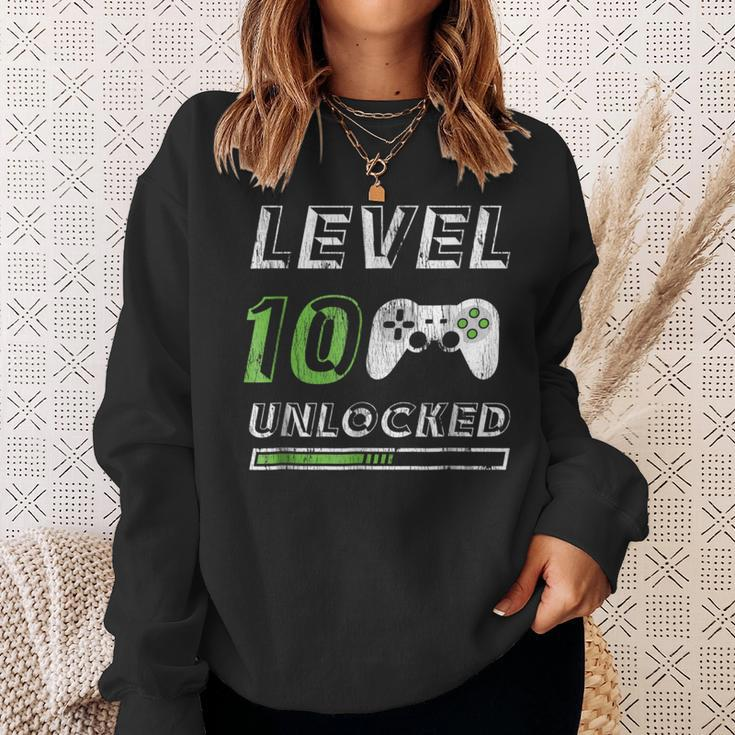 Level 10 Unlocked 10 Year Old Gamer Funny Birthday Sweatshirt Gifts for Her