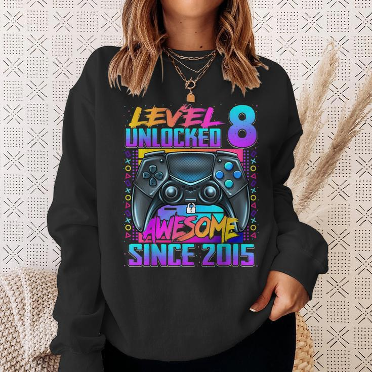 Level 8 Unlocked Awesome Since 2015 8Th Birthday Gaming Kids Sweatshirt Gifts for Her