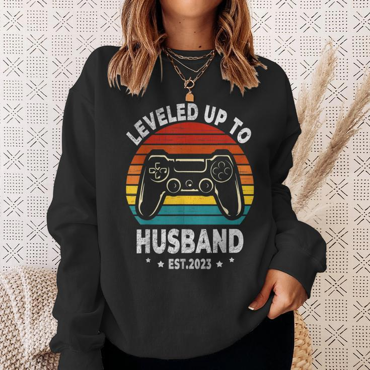 Leveled Up To Husband Est 2023 Newly Married Bachelor Party Sweatshirt Gifts for Her