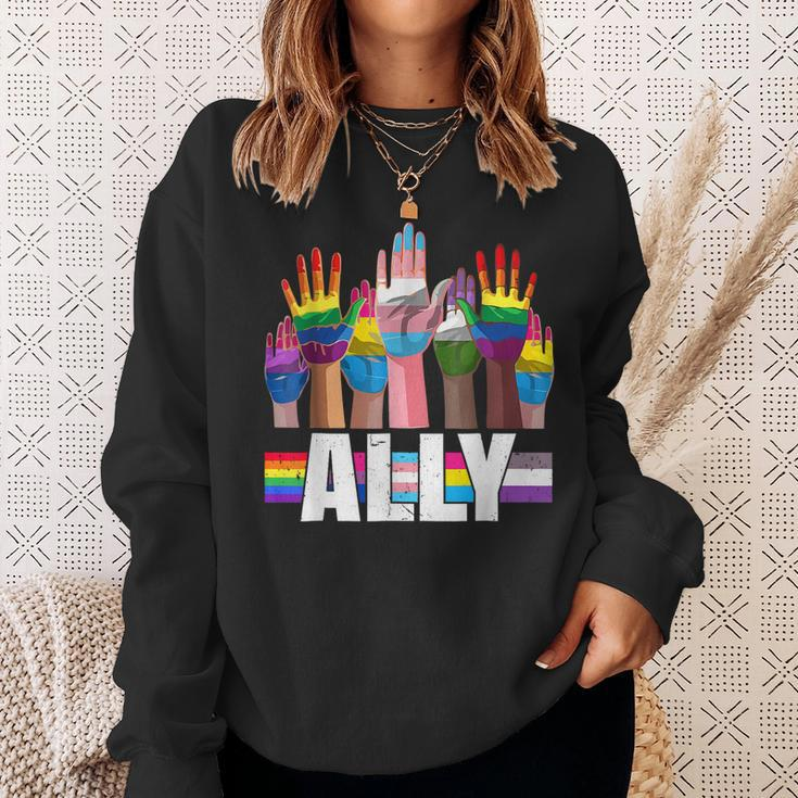 Lgbtq Ally For Gay Pride Month Transgender Flag Distressed Sweatshirt Gifts for Her
