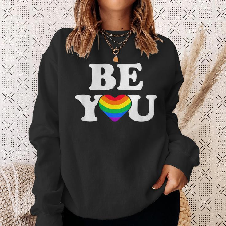 Lgbtq Be You Gay Pride Lgbt Ally Flag Retro Vintage Sweatshirt Gifts for Her