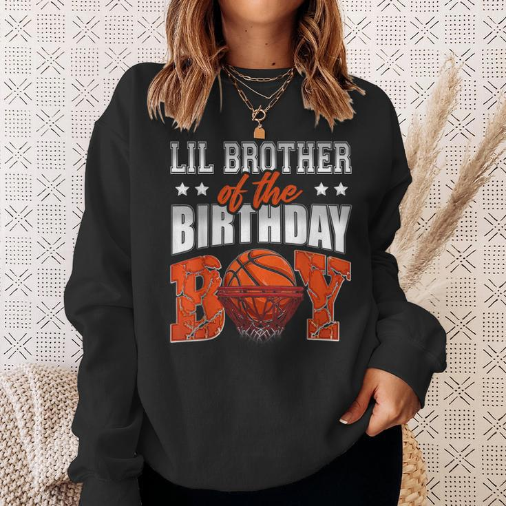 Lil Brother Of The Birthday Boy Basketball Family Baller Sweatshirt Gifts for Her