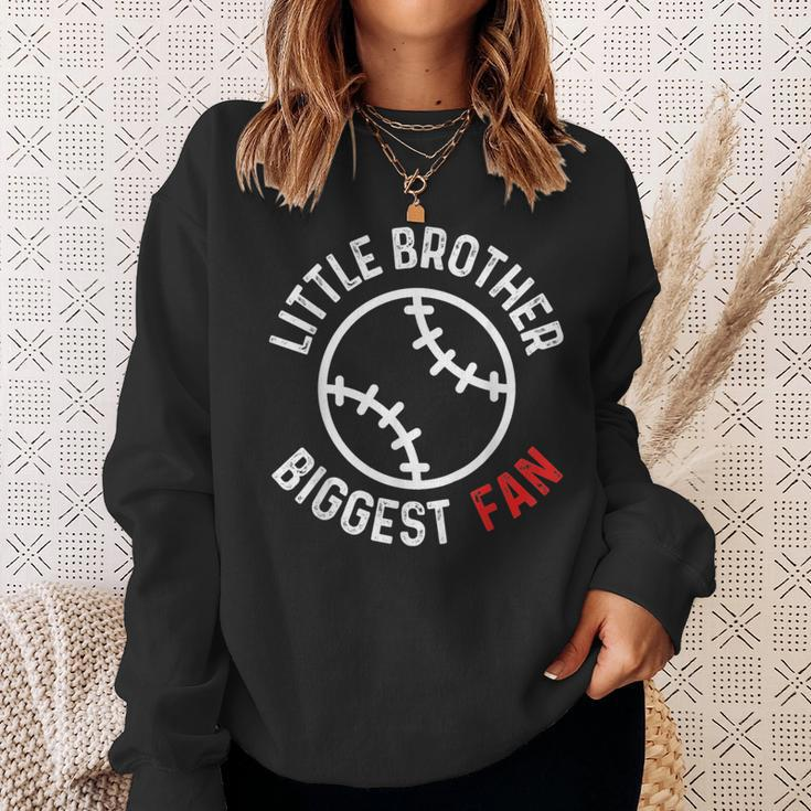 Little Brother Biggest Fan Baseball Season For Boys Game Day Sweatshirt Gifts for Her