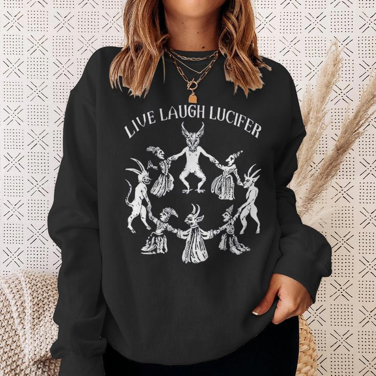 Live Laugh Lucifer Horror Satan Satanic Demonc Devil Goat Sweatshirt Gifts for Her