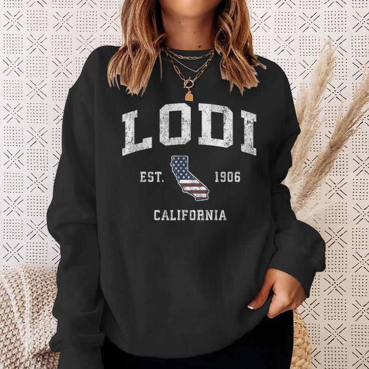 Lodi California Ca Vintage American Flag Sports Sweatshirt Gifts for Her