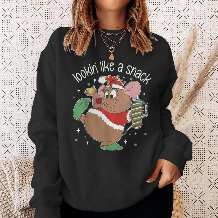 Looking Like A Snack Christmas Mouse Boujee Santa Xmas Sweatshirt Gifts for Her