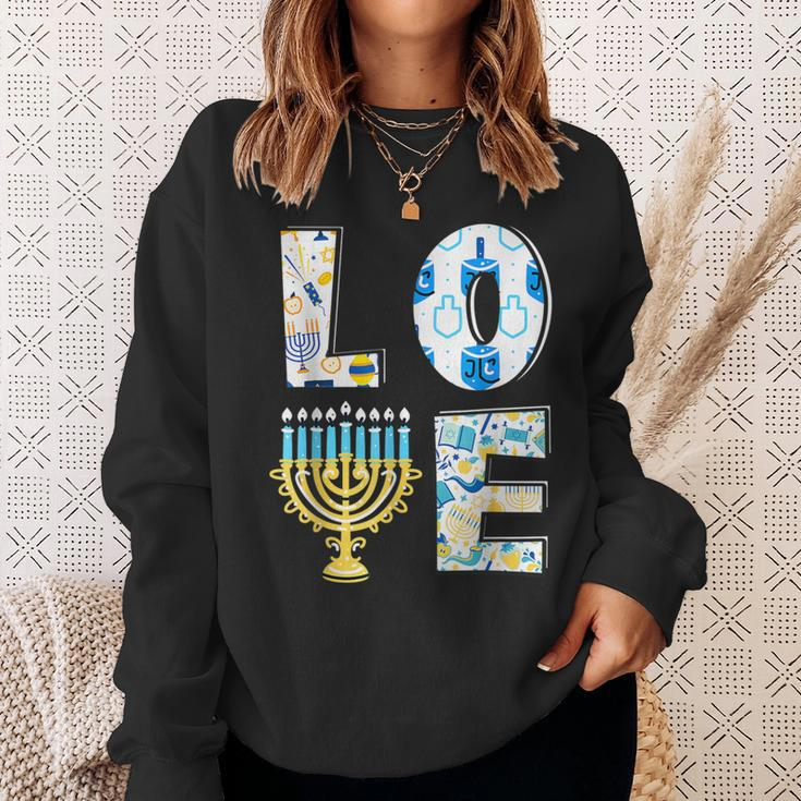 Love Cute Hanukkah Chanukah Menorah Pajama Matching Family Sweatshirt Gifts for Her
