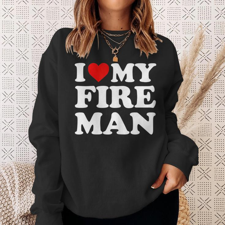 I Love My Fireman Heart My Fire Man Sweatshirt Gifts for Her