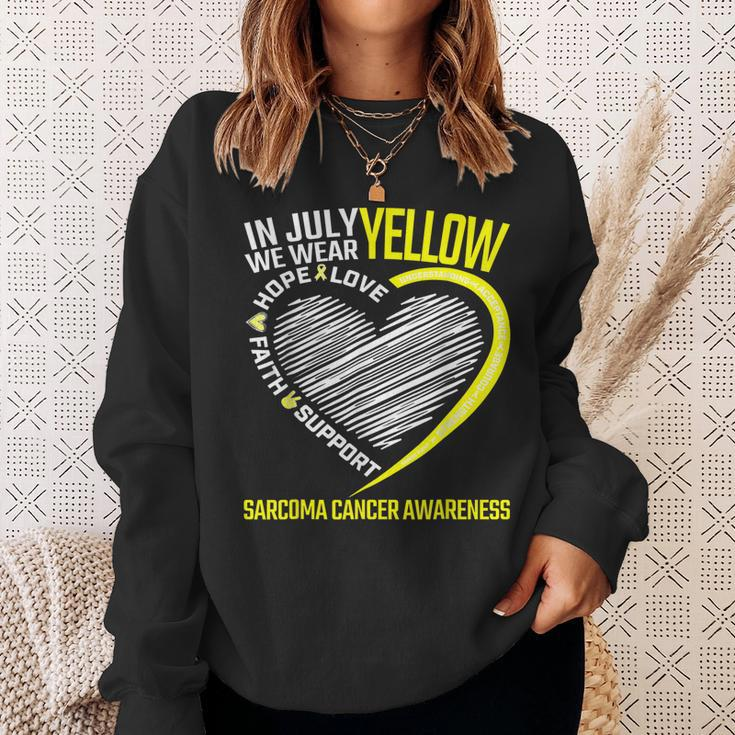 Love Hope Faith July We Wear Yellow Sarcoma Cancer Awareness Sweatshirt Gifts for Her