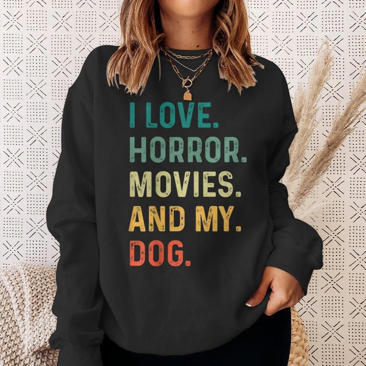 I Love Horror Movies And My Dog Retro Vintage Movies Sweatshirt Gifts for Her