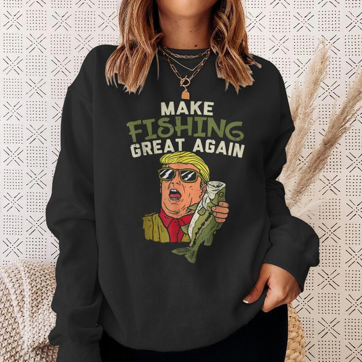 Make Fishing Great Again Trump Funny Fisherman Angler Gift Sweatshirt Gifts for Her