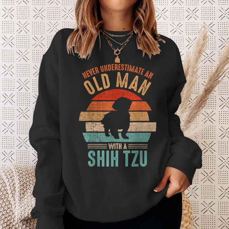 Mb Never Underestimate An Old Man With A Shih Tzu Sweatshirt Gifts for Her