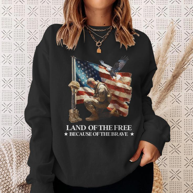Memorial Day Land Of Free Because Of Brave Veterans American Sweatshirt Gifts for Her