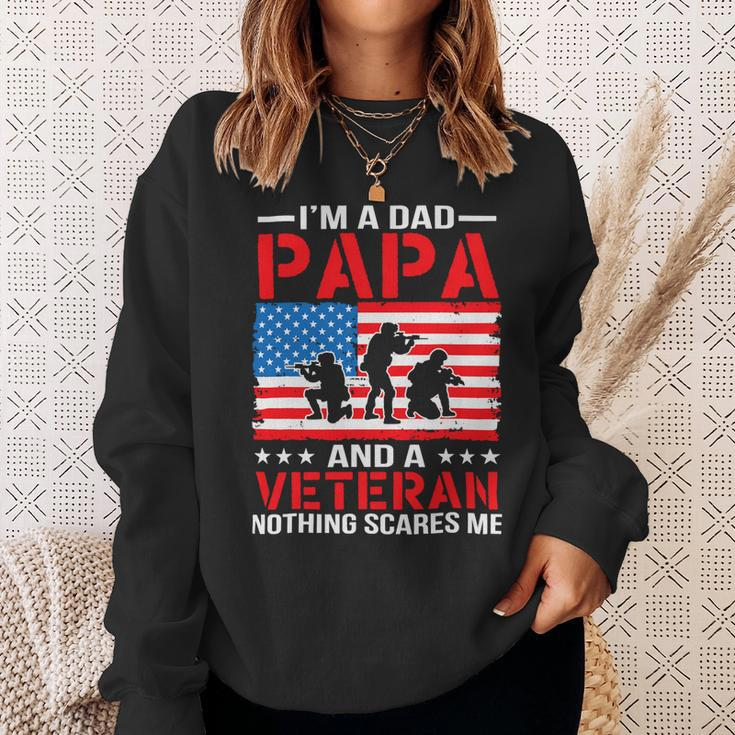 Mens Im A Dad Papa And A Veteran For Dad Fathers Day Grandpa 22 Sweatshirt Gifts for Her