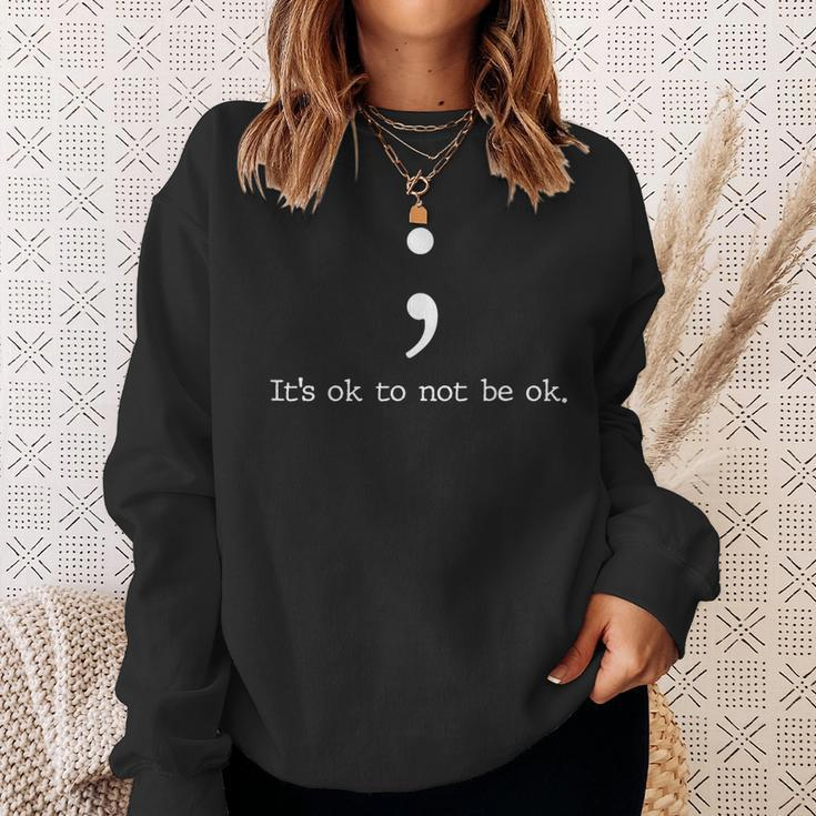 Mental Health Awareness Semicolon Quote Sweatshirt Gifts for Her