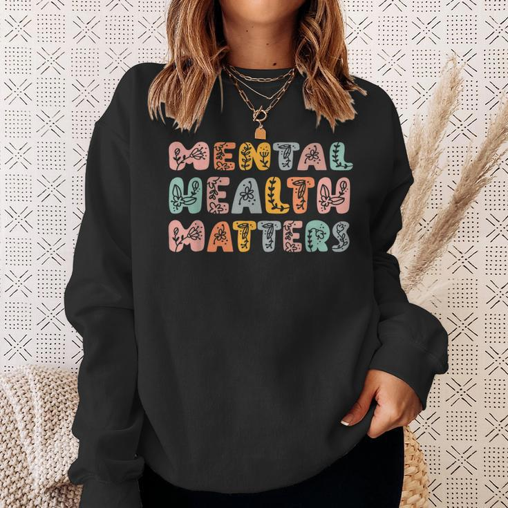 Mental Health Matters Groovy Psychologist Squad Therapy Gift For Men Sweatshirt Gifts for Her